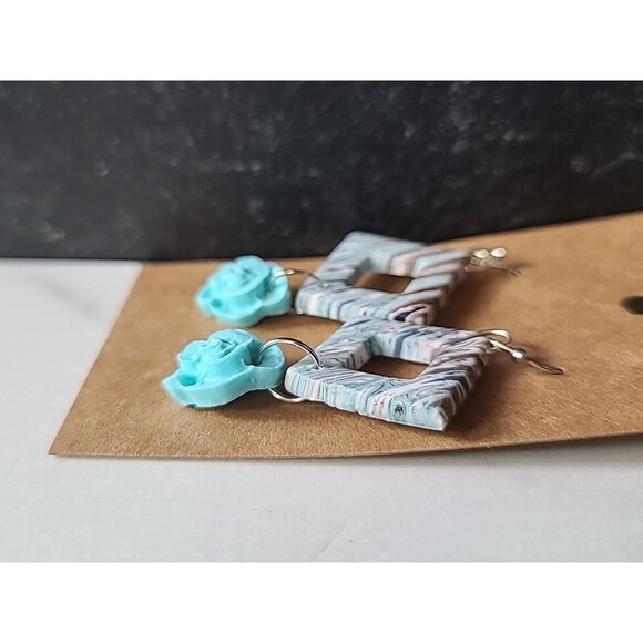 Polymer Clay Floral Dangling Earrings New - Picture 6 of 10